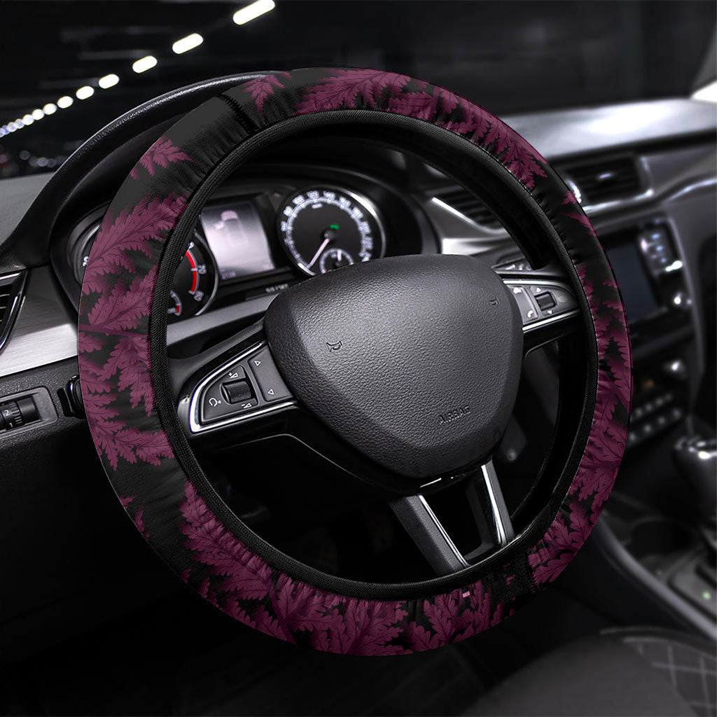White Ribbon Day New Zealand Steering Wheel Cover Respect Women Maori Pattern Pink LT14 Universal Fit Pink - Polynesian Pride