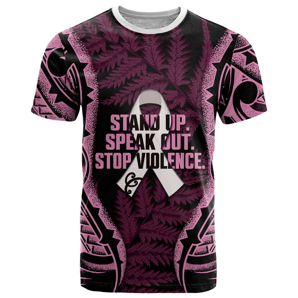 White Ribbon Day New Zealand T Shirt Respect Women Maori Pattern Pink LT14 Pink - Polynesian Pride