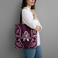 White Ribbon Day New Zealand Tote Bag Respect Women Maori Pattern Pink LT14 - Polynesian Pride