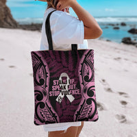 White Ribbon Day New Zealand Tote Bag Respect Women Maori Pattern Pink LT14 - Polynesian Pride