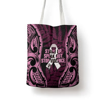 White Ribbon Day New Zealand Tote Bag Respect Women Maori Pattern Pink LT14 - Polynesian Pride