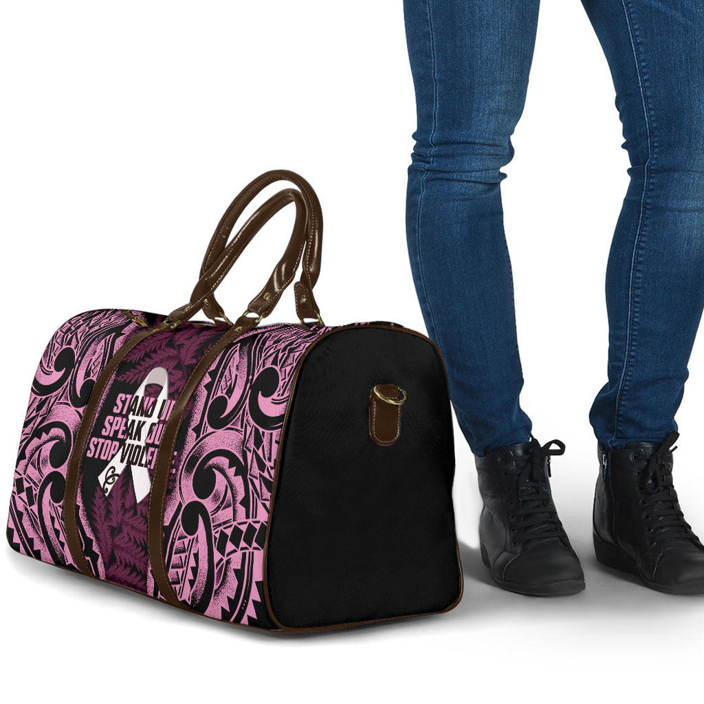 White Ribbon Day New Zealand Travel Bag Respect Women Maori Pattern Pink LT14 - Polynesian Pride