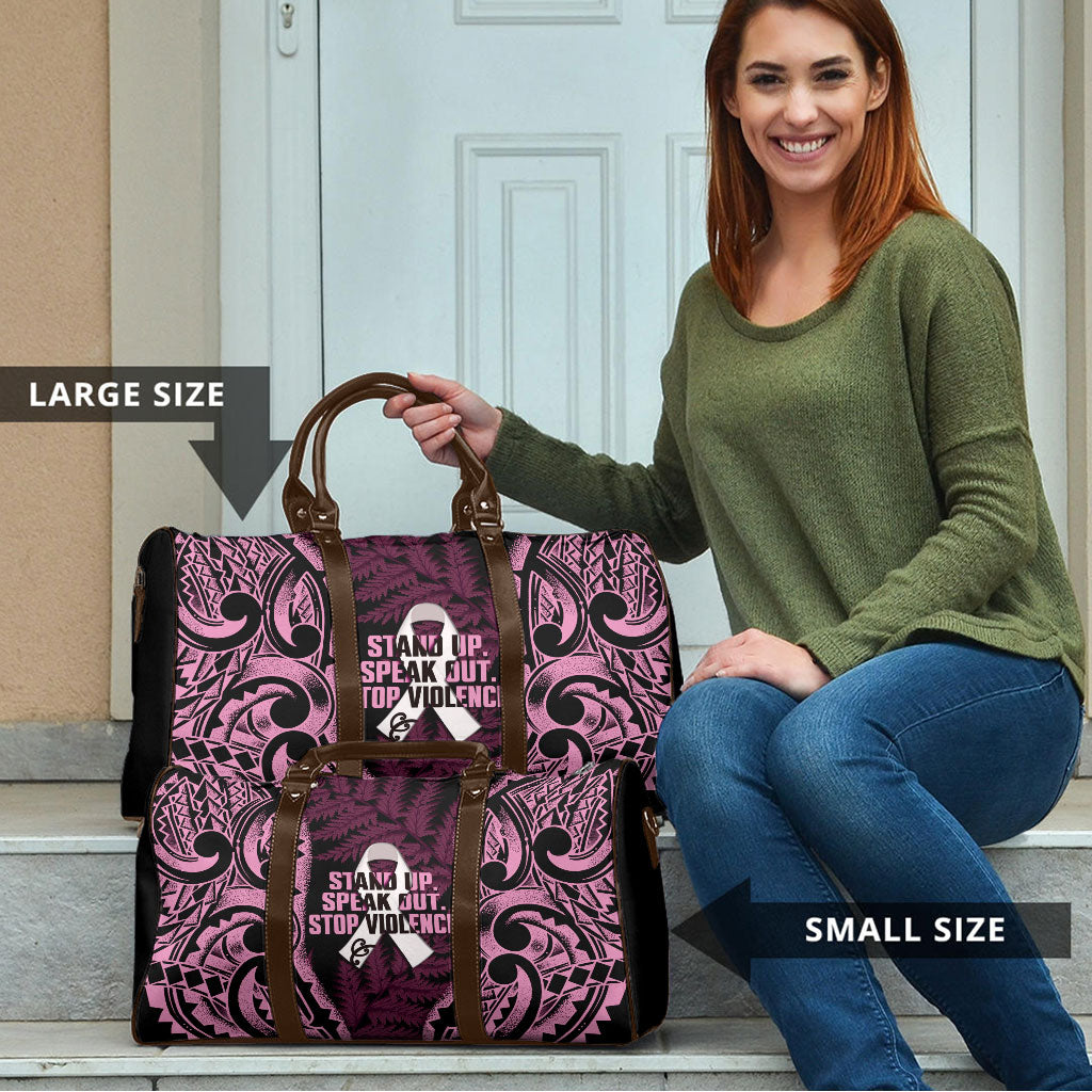 White Ribbon Day New Zealand Travel Bag Respect Women Maori Pattern Pink LT14 - Polynesian Pride