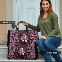 White Ribbon Day New Zealand Travel Bag Respect Women Maori Pattern Pink LT14 - Polynesian Pride