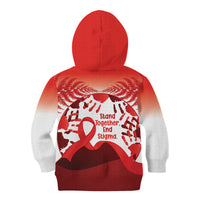 Red Ribbon Day New Zealand Kid Hoodie Stand Together End Stigma NZ Fern LT14 - Polynesian Pride