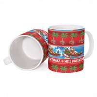 Hawaii Mele Kalikimaka Ceramic Mug Outrigger Canoe Santa Festive Palm Seamless LT14 - Polynesian Pride