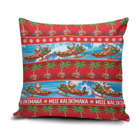 Hawaii Mele Kalikimaka Pillow Cover Outrigger Canoe Santa Festive Palm Seamless LT14 Red - Polynesian Pride
