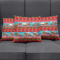 Hawaii Mele Kalikimaka Pillow Cover Outrigger Canoe Santa Festive Palm Seamless LT14 - Polynesian Pride