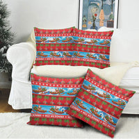 Hawaii Mele Kalikimaka Pillow Cover Outrigger Canoe Santa Festive Palm Seamless LT14 - Polynesian Pride