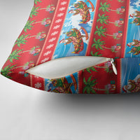 Hawaii Mele Kalikimaka Pillow Cover Outrigger Canoe Santa Festive Palm Seamless LT14 - Polynesian Pride