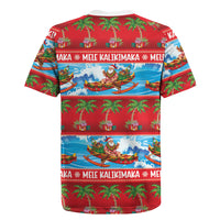 Hawaii Mele Kalikimaka Rugby Jersey Outrigger Canoe Santa Festive Palm Seamless LT14 - Polynesian Pride