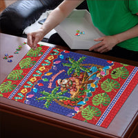 Santa Claus In Outrigger Canoe Hawaii Christmas Puzzle Mele Kalikimaka Hawaiian Tropical Vibes LT14 - Polynesian Pride