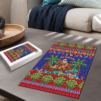 Santa Claus In Outrigger Canoe Hawaii Christmas Puzzle Mele Kalikimaka Hawaiian Tropical Vibes LT14 - Polynesian Pride