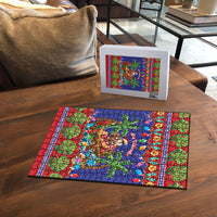 Santa Claus In Outrigger Canoe Hawaii Christmas Puzzle Mele Kalikimaka Hawaiian Tropical Vibes LT14 - Polynesian Pride