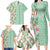 Menthol Green Aloha Hawaii Tiki Family Matching Long Sleeve Bodycon Dress and Hawaiian Shirt Tropical Plumeria - Seamless Style