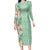 Menthol Green Aloha Hawaii Tiki Family Matching Long Sleeve Bodycon Dress and Hawaiian Shirt Tropical Plumeria - Seamless Style