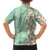 Menthol Green Aloha Hawaii Tiki Family Matching Short Sleeve Bodycon Dress and Hawaiian Shirt Tropical Plumeria - Seamless Style