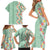 Menthol Green Aloha Hawaii Tiki Family Matching Short Sleeve Bodycon Dress and Hawaiian Shirt Tropical Plumeria - Seamless Style