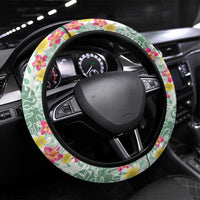 Menthol Green Aloha Hawaii Tiki Steering Wheel Cover Tropical Plumeria - Seamless Style LT14 Universal Fit Green - Polynesian Pride