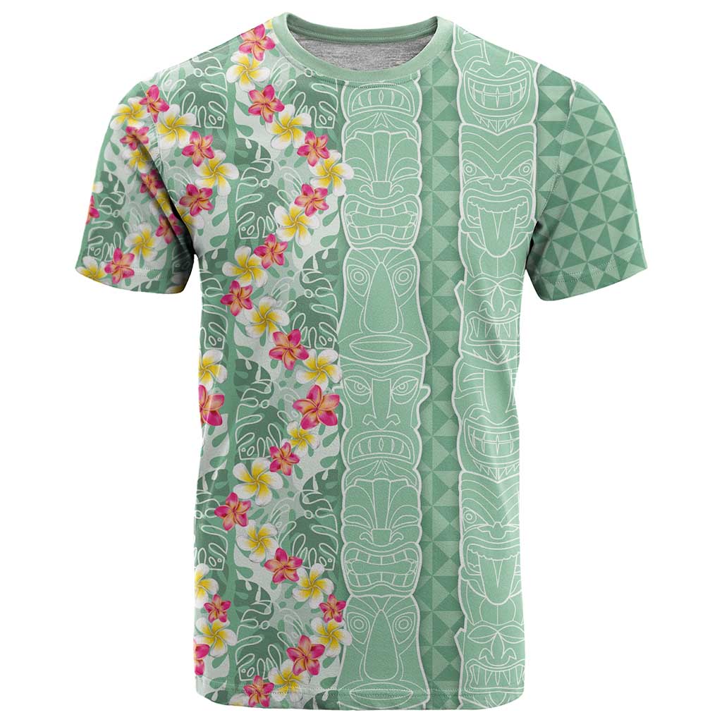 Menthol Green Aloha Hawaii Tiki T Shirt Tropical Plumeria - Seamless Style LT14 Green - Polynesian Pride