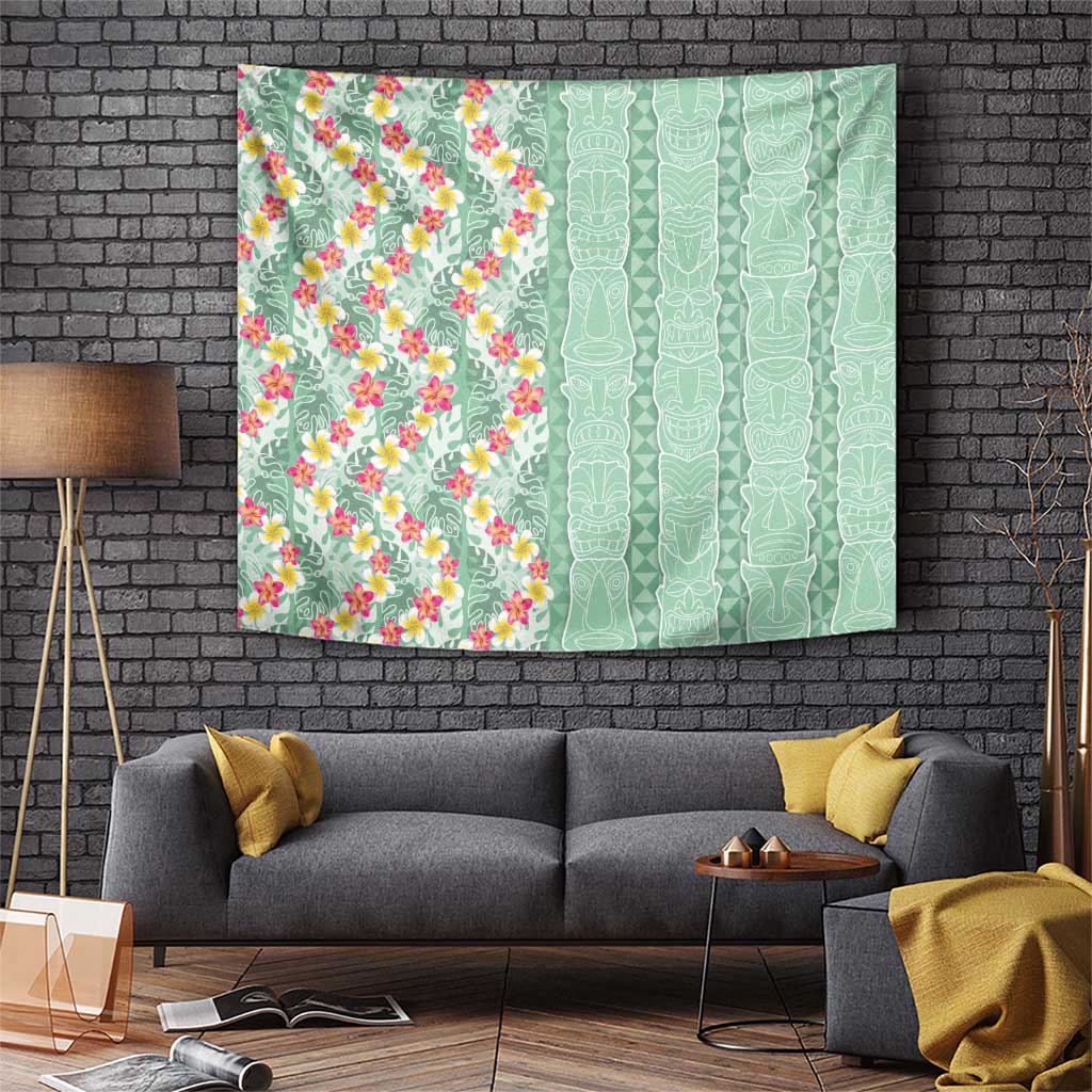 Menthol Green Aloha Hawaii Tiki Tapestry Tropical Plumeria - Seamless Style LT14 Green - Polynesian Pride