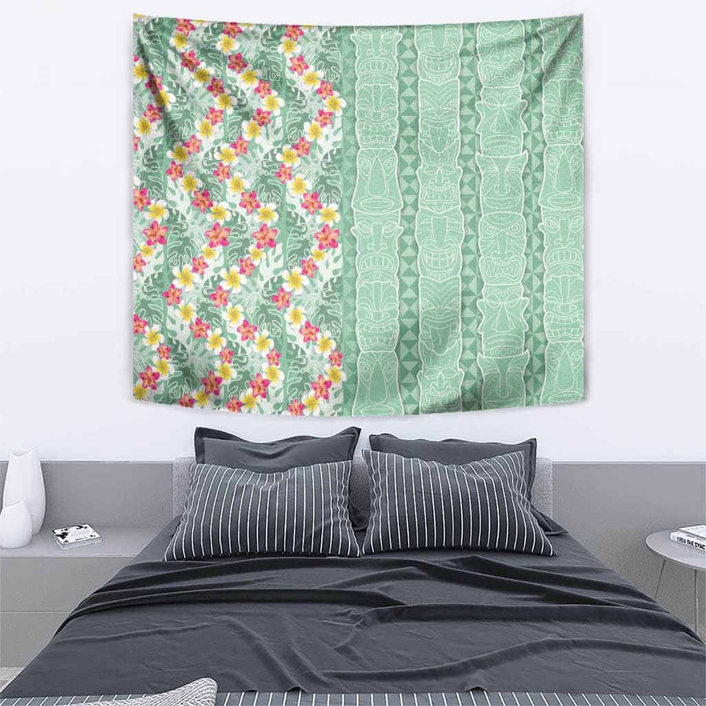 Menthol Green Aloha Hawaii Tiki Tapestry Tropical Plumeria - Seamless Style LT14 - Polynesian Pride