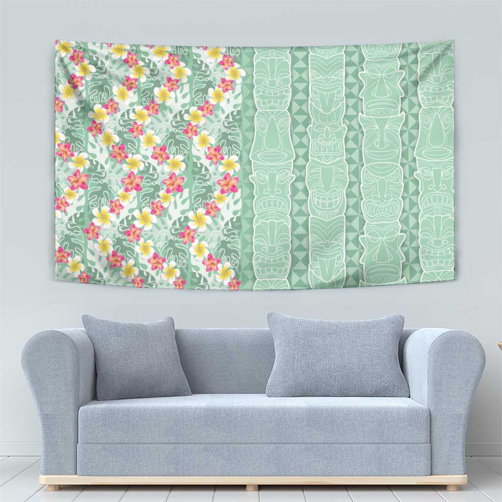 Menthol Green Aloha Hawaii Tiki Tapestry Tropical Plumeria - Seamless Style LT14 - Polynesian Pride