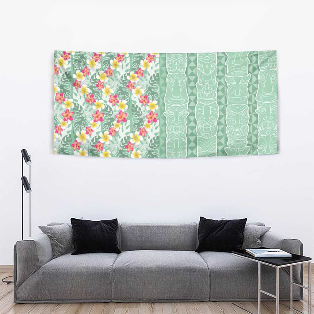 Menthol Green Aloha Hawaii Tiki Tapestry Tropical Plumeria - Seamless Style LT14 - Polynesian Pride