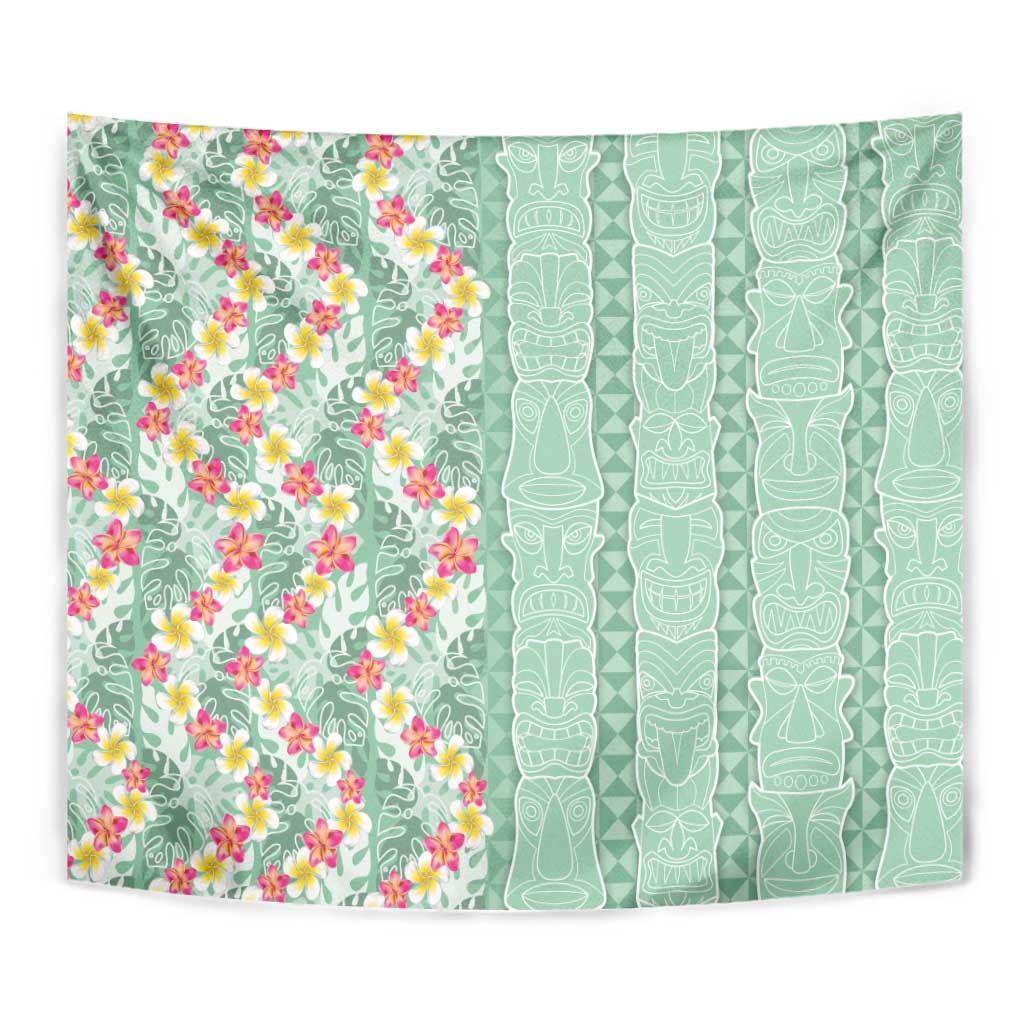 Menthol Green Aloha Hawaii Tiki Tapestry Tropical Plumeria - Seamless Style LT14 - Polynesian Pride