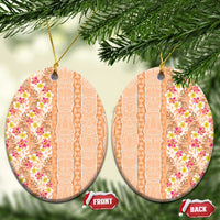 Orange Chiffon Aloha Hawaii Tiki Ceramic Ornament Tropical Plumeria - Seamless Style LT14 Oval Orange - Polynesian Pride