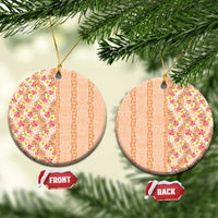 Orange Chiffon Aloha Hawaii Tiki Ceramic Ornament Tropical Plumeria - Seamless Style LT14 Circle Orange - Polynesian Pride
