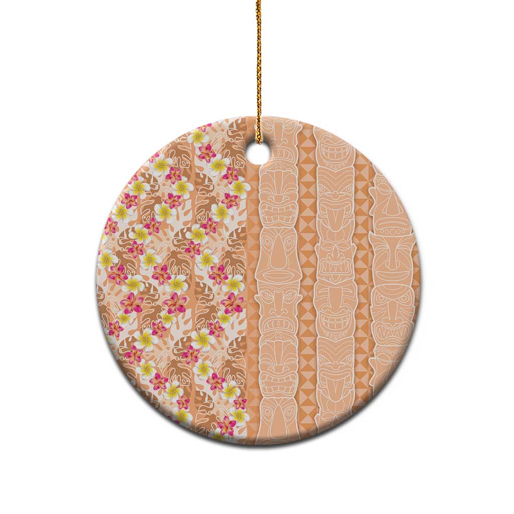 Orange Chiffon Aloha Hawaii Tiki Ceramic Ornament Tropical Plumeria - Seamless Style LT14 - Polynesian Pride