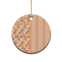 Orange Chiffon Aloha Hawaii Tiki Ceramic Ornament Tropical Plumeria - Seamless Style LT14 - Polynesian Pride