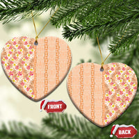 Orange Chiffon Aloha Hawaii Tiki Ceramic Ornament Tropical Plumeria - Seamless Style LT14 Heart Orange - Polynesian Pride