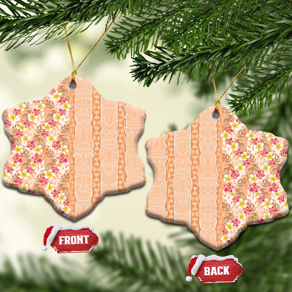 Orange Chiffon Aloha Hawaii Tiki Ceramic Ornament Tropical Plumeria - Seamless Style LT14 Snow Flake Orange - Polynesian Pride