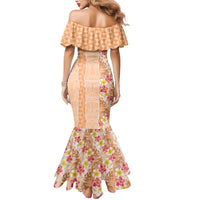 Orange Chiffon Aloha Hawaii Tiki Mermaid Dress Tropical Plumeria - Seamless Style LT14 - Polynesian Pride
