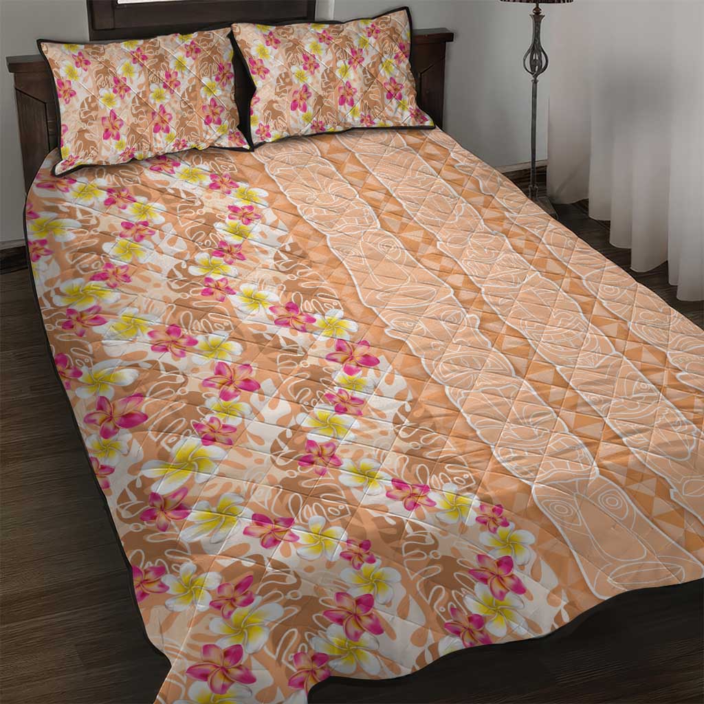 Orange Chiffon Aloha Hawaii Tiki Quilt Bed Set Tropical Plumeria - Seamless Style LT14 Orange - Polynesian Pride
