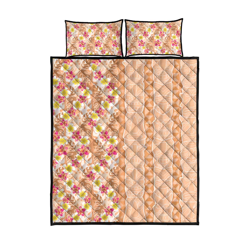 Orange Chiffon Aloha Hawaii Tiki Quilt Bed Set Tropical Plumeria - Seamless Style LT14 - Polynesian Pride