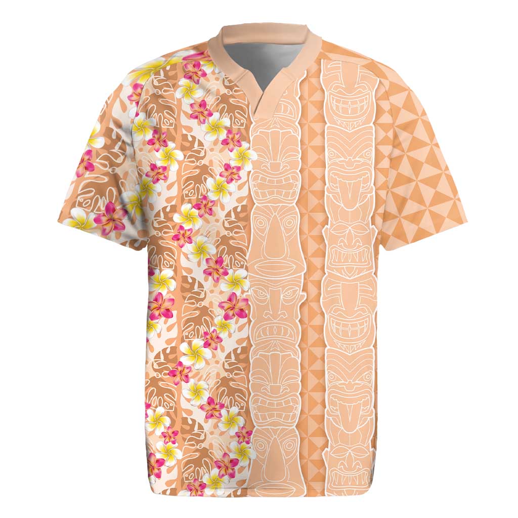 Orange Chiffon Aloha Hawaii Tiki Rugby Jersey Tropical Plumeria - Seamless Style LT14 Orange - Polynesian Pride