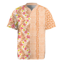 Orange Chiffon Aloha Hawaii Tiki Rugby Jersey Tropical Plumeria - Seamless Style LT14 Orange - Polynesian Pride