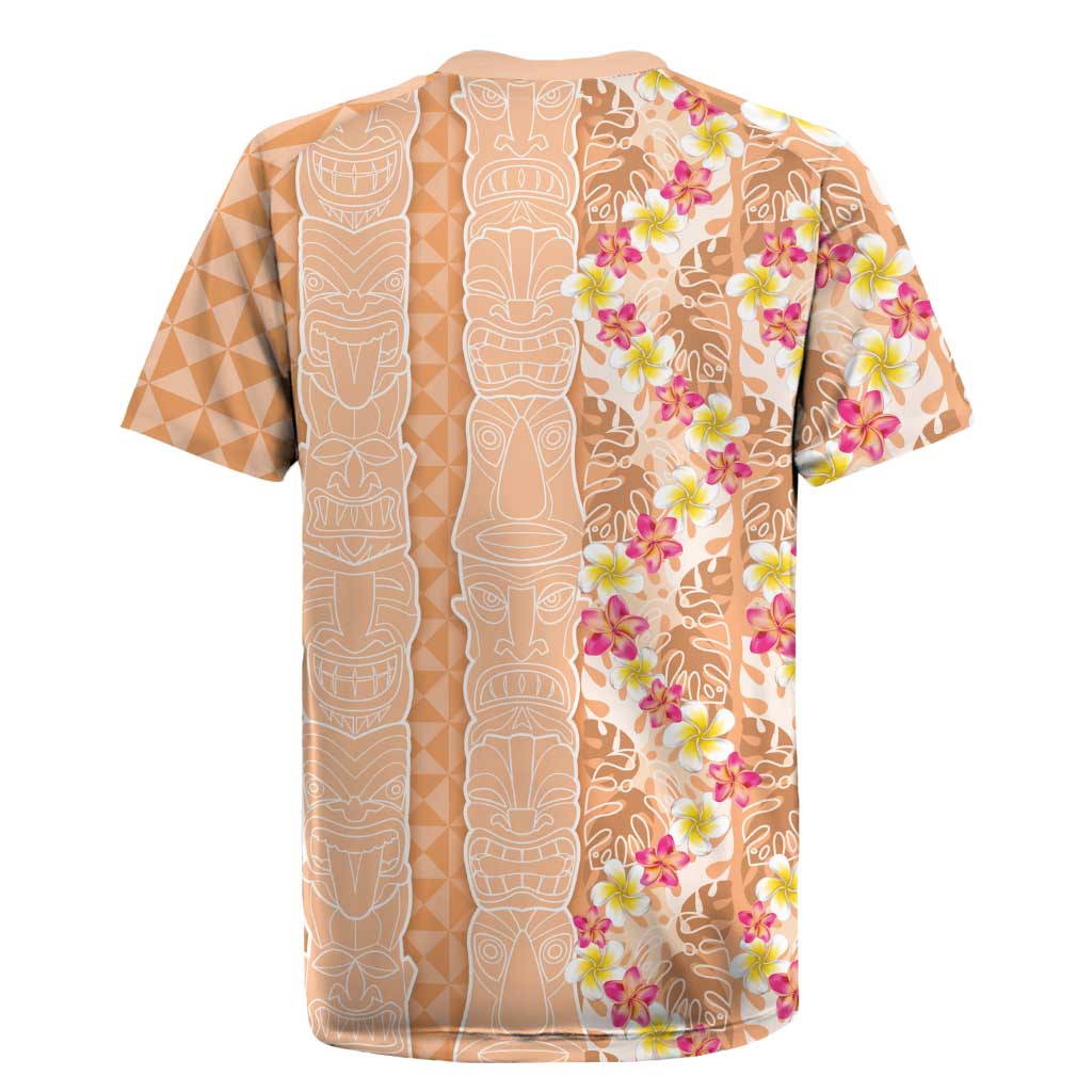 Orange Chiffon Aloha Hawaii Tiki Rugby Jersey Tropical Plumeria - Seamless Style LT14 - Polynesian Pride