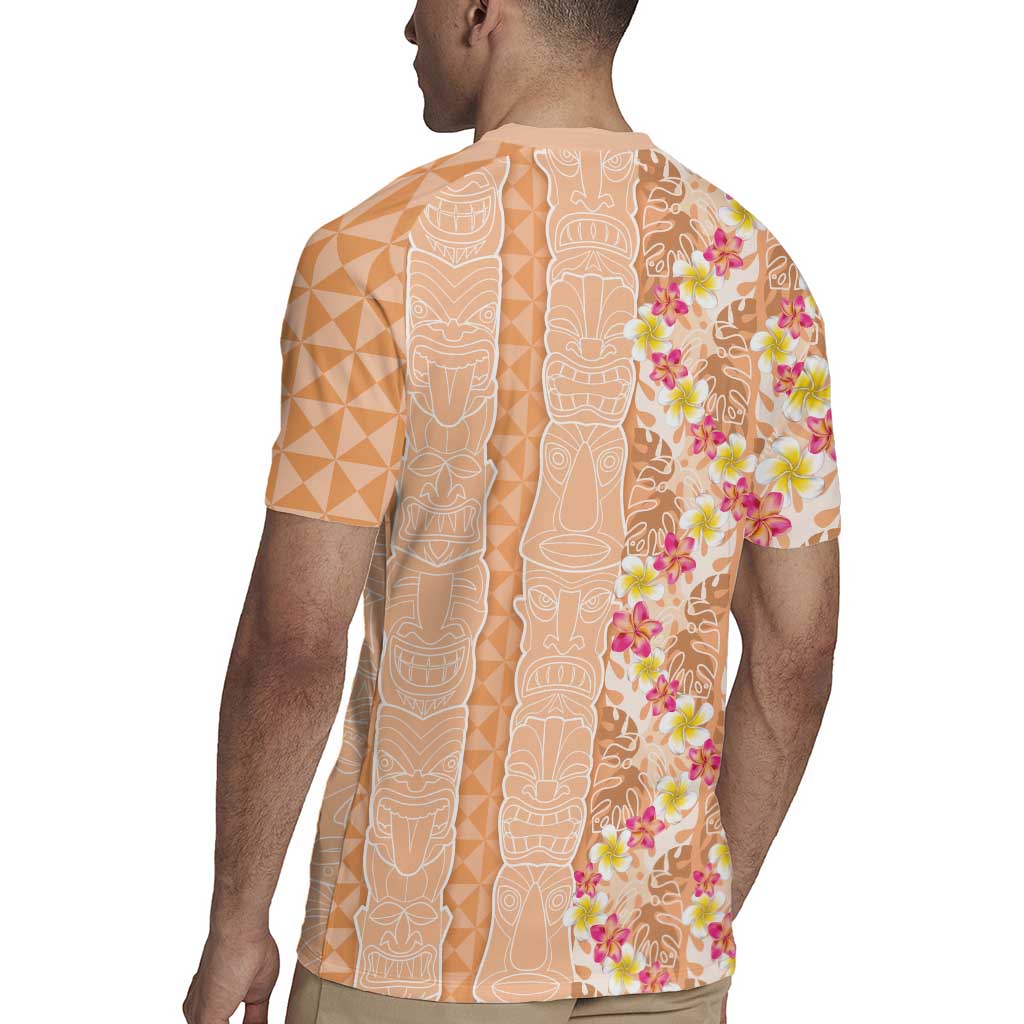 Orange Chiffon Aloha Hawaii Tiki Rugby Jersey Tropical Plumeria - Seamless Style LT14 - Polynesian Pride