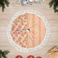 Orange Chiffon Aloha Hawaii Tiki Tree Skirt Tropical Plumeria - Seamless Style LT14 Fringed Orange - Polynesian Pride