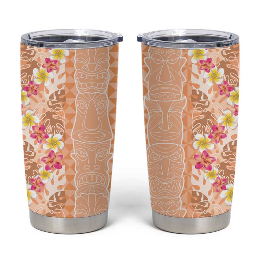 Orange Chiffon Aloha Hawaii Tiki Tumbler Cup Tropical Plumeria - Seamless Style LT14 Orange - Polynesian Pride