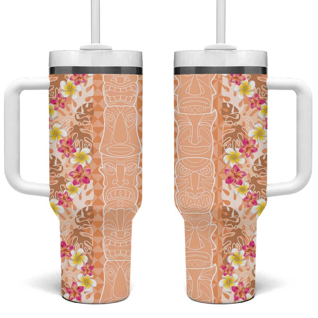 Orange Chiffon Aloha Hawaii Tiki Tumbler With Handle Tropical Plumeria - Seamless Style LT14 One Size: 40 oz Orange - Polynesian Pride