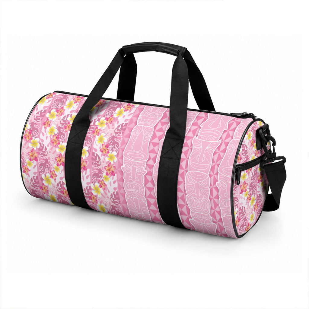 Pastel Magenta Aloha Hawaii Tiki Duffle Bag Tropical Plumeria - Seamless Style LT14 - Polynesian Pride