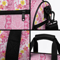 Pastel Magenta Aloha Hawaii Tiki Duffle Bag Tropical Plumeria - Seamless Style LT14 - Polynesian Pride