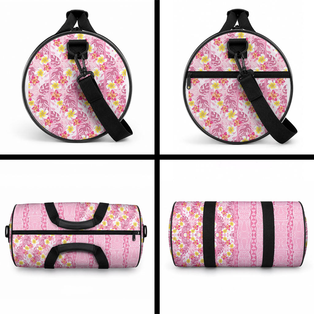 Pastel Magenta Aloha Hawaii Tiki Duffle Bag Tropical Plumeria - Seamless Style LT14 - Polynesian Pride