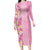 Pastel Magenta Aloha Hawaii Tiki Family Matching Long Sleeve Bodycon Dress and Hawaiian Shirt Tropical Plumeria - Seamless Style