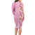 Pastel Magenta Aloha Hawaii Tiki Family Matching Long Sleeve Bodycon Dress and Hawaiian Shirt Tropical Plumeria - Seamless Style